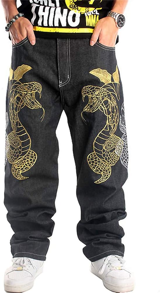 Black Baggy Jeans Men Y2k Hip Hop Goth Skater Pants Loose Fit Black Baggy Jeans Men Y2k Hip Hop Goth Skater Pants Loose Fit